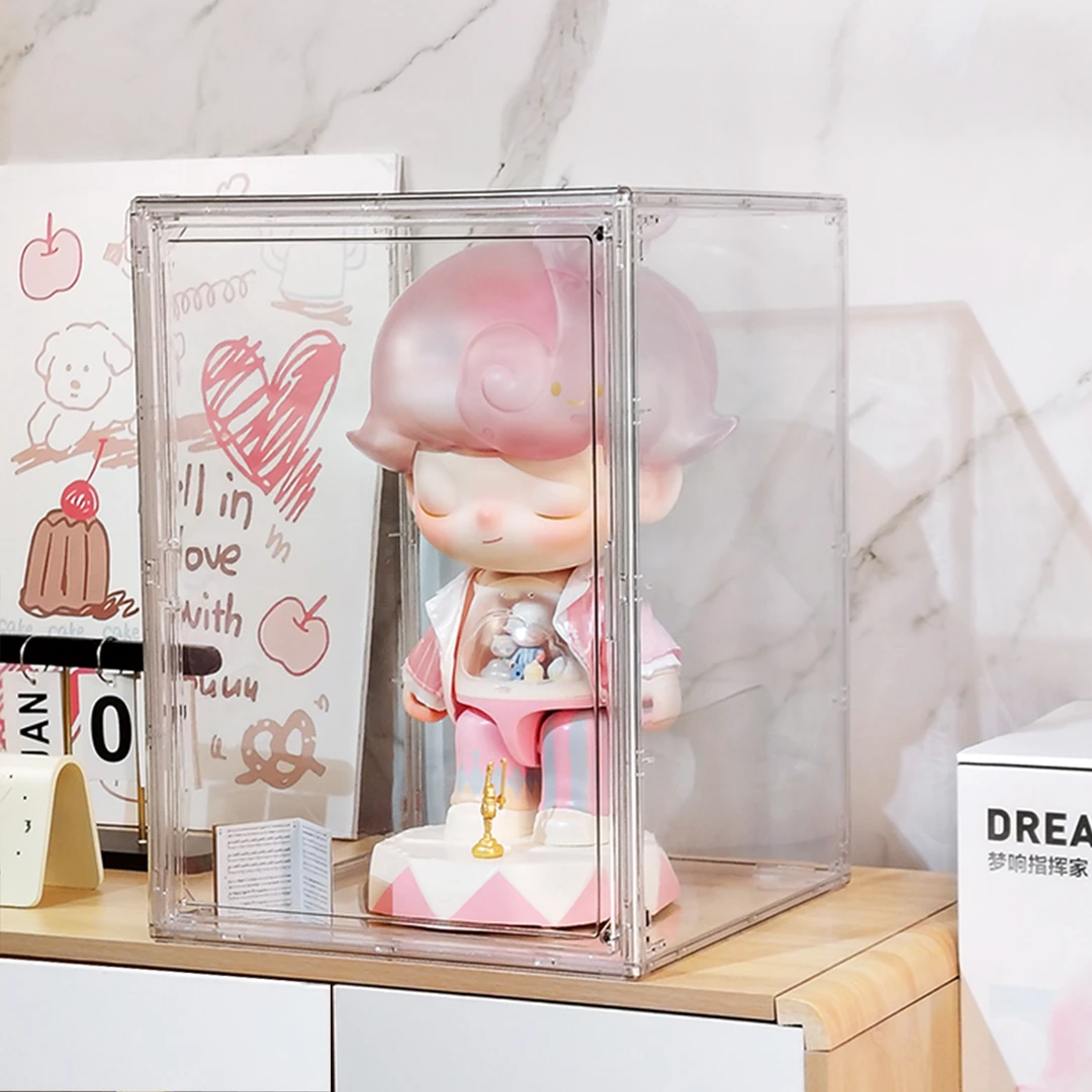 泡泡玛特dimoo梦响指挥家积木亚克力收纳展示盒架玩偶透明展示柜