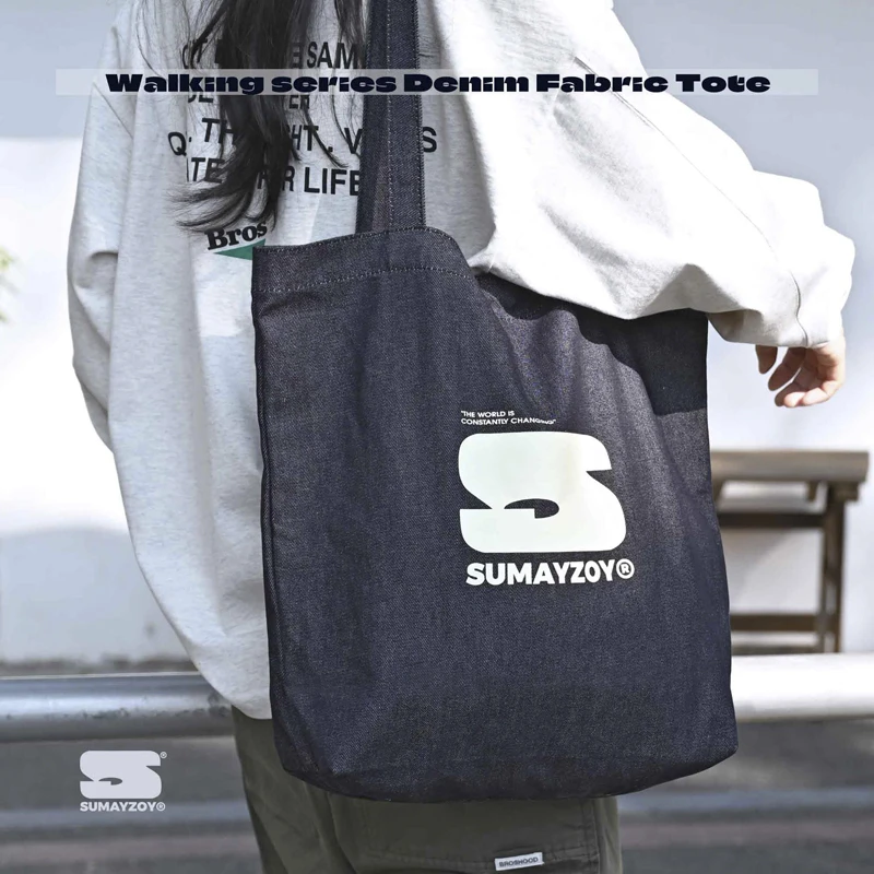 SUMAYZOY大容量托特包新款单宁牛仔包校园休闲上班通勤手提单肩包