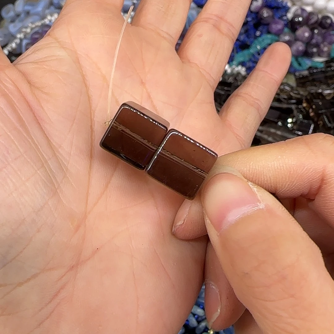 玛瑙/玉髓合金珠宝半成品茶晶方块12mm2颗