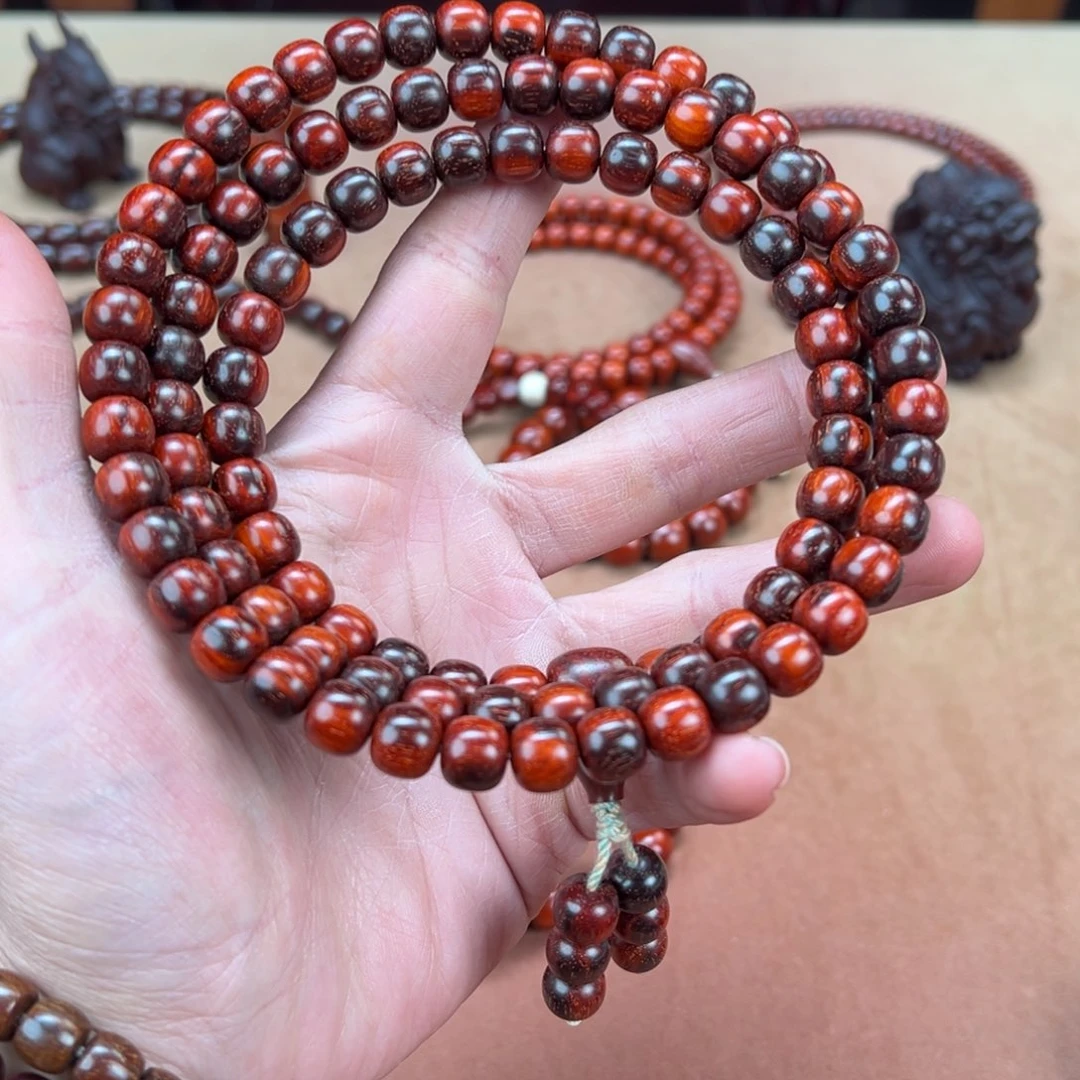 檀香紫檀（小叶紫檀）手串/手链༺****༻9x10老型黑飘红