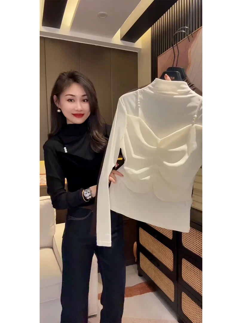 今年流行漂亮独特超好看韩系小个子高级感不撞款白色假两件T恤秋