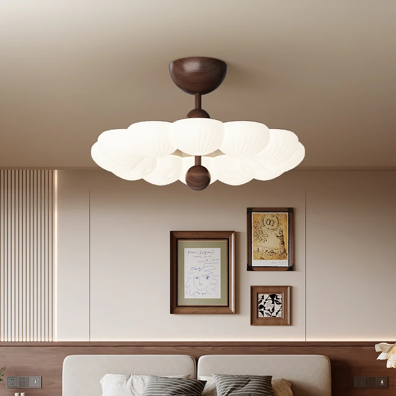 胡桃木色复古网红南瓜主卧室吸顶灯2025新款中古侘寂风书房间灯