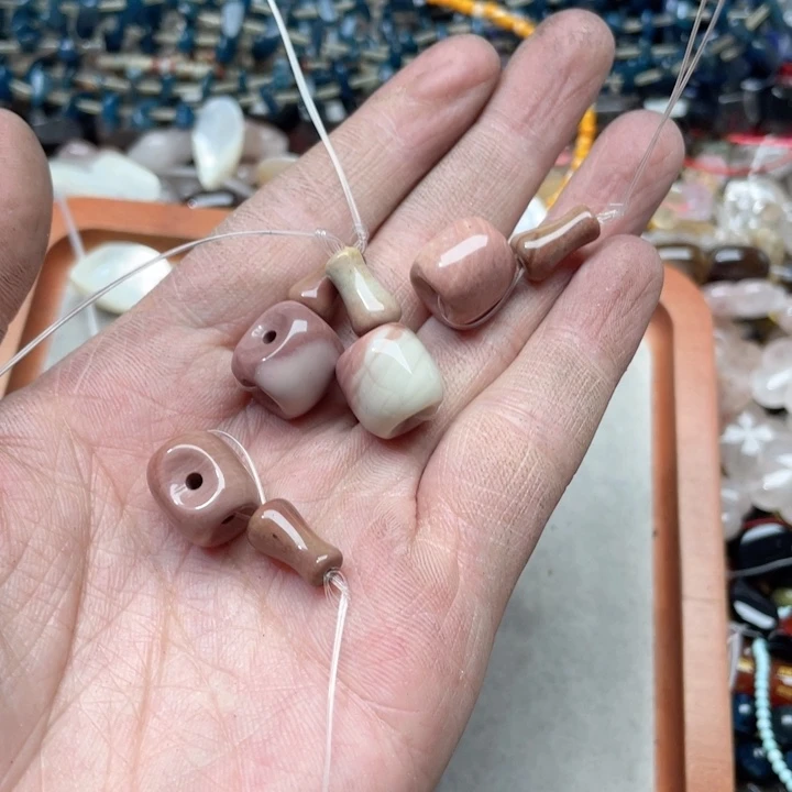 玛瑙/玉髓合金珠宝半成品一套13-14mm阿拉善三通