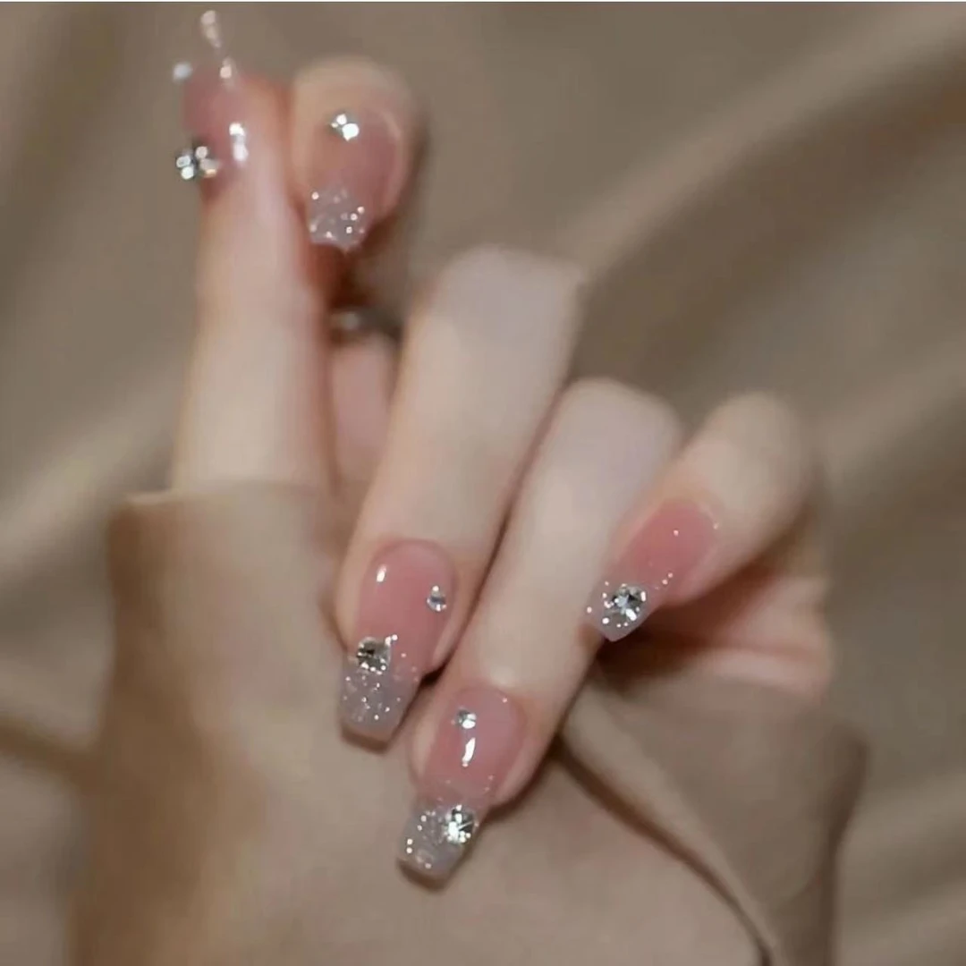 【繁星】纯手工穿戴甲可拆卸银色爆闪碎钻