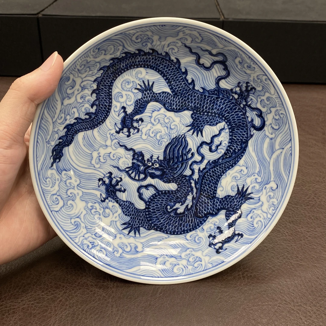 又见春风青花海水龙纹壶承茶盘景德镇手工纯手绘茶具干泡台