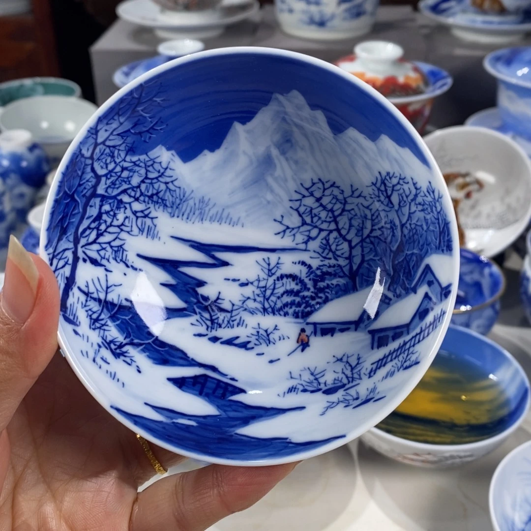 青花雪景主人杯杯