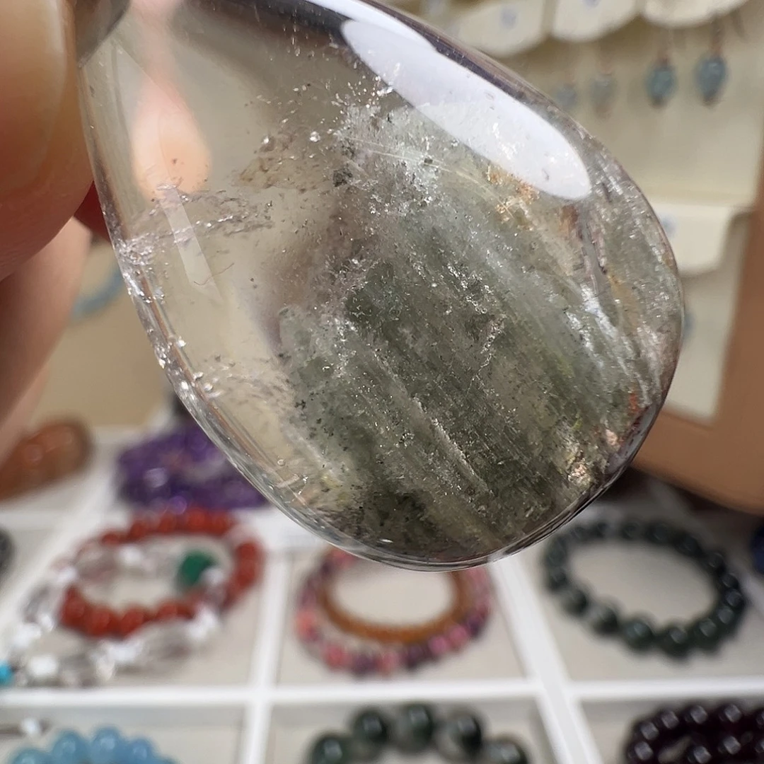 水晶颈饰银S925镶嵌天然幽灵水晶