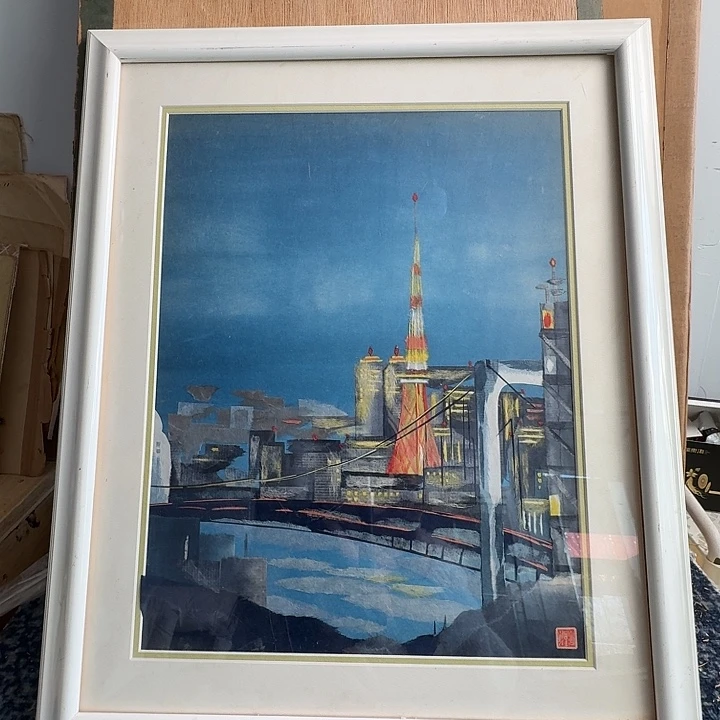 中古框画有瑕疵破损已拍