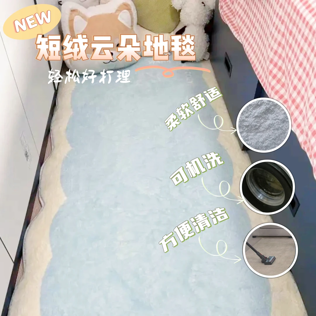 可爱仿羊绒耐磨防滑卧室地毯家用客厅茶几奶油风地垫6001200g