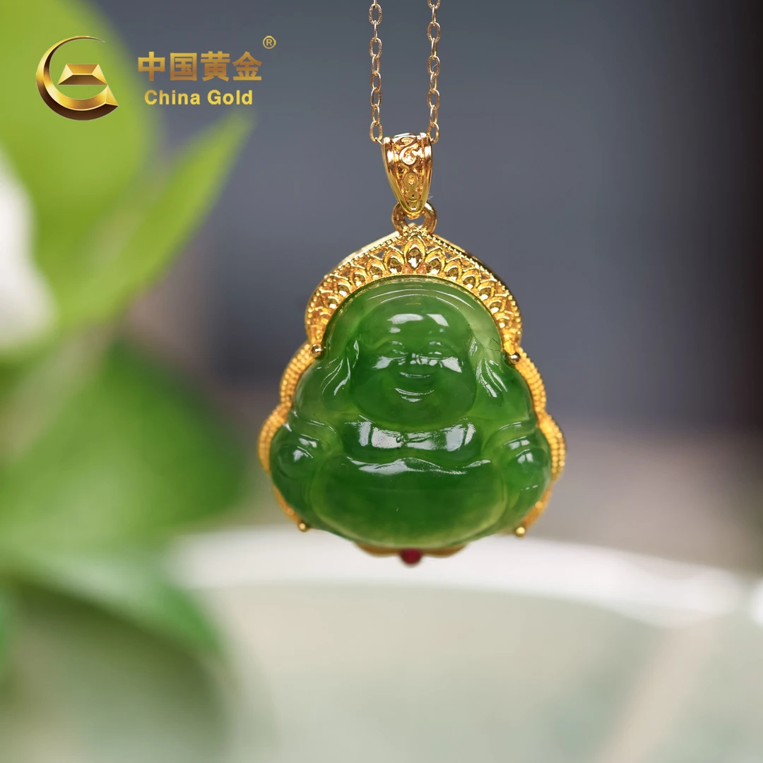 【中国黄金】羡好 | 和田玉*吊坠*18k金镶嵌-D3782-格