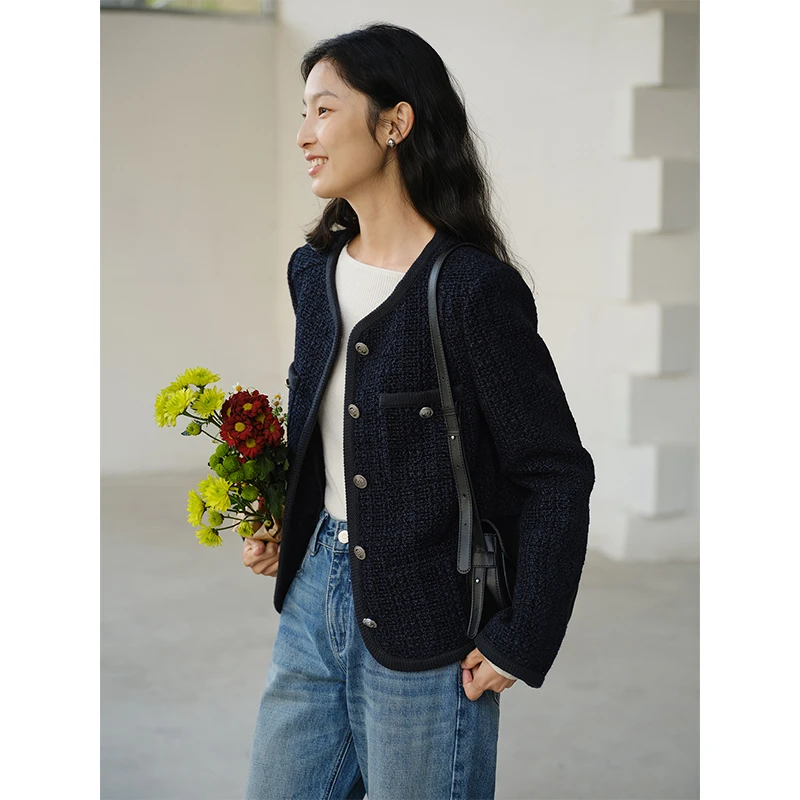 素典【奢雅香香】复古优雅小香风短款外套高级感气质羊毛上衣3107