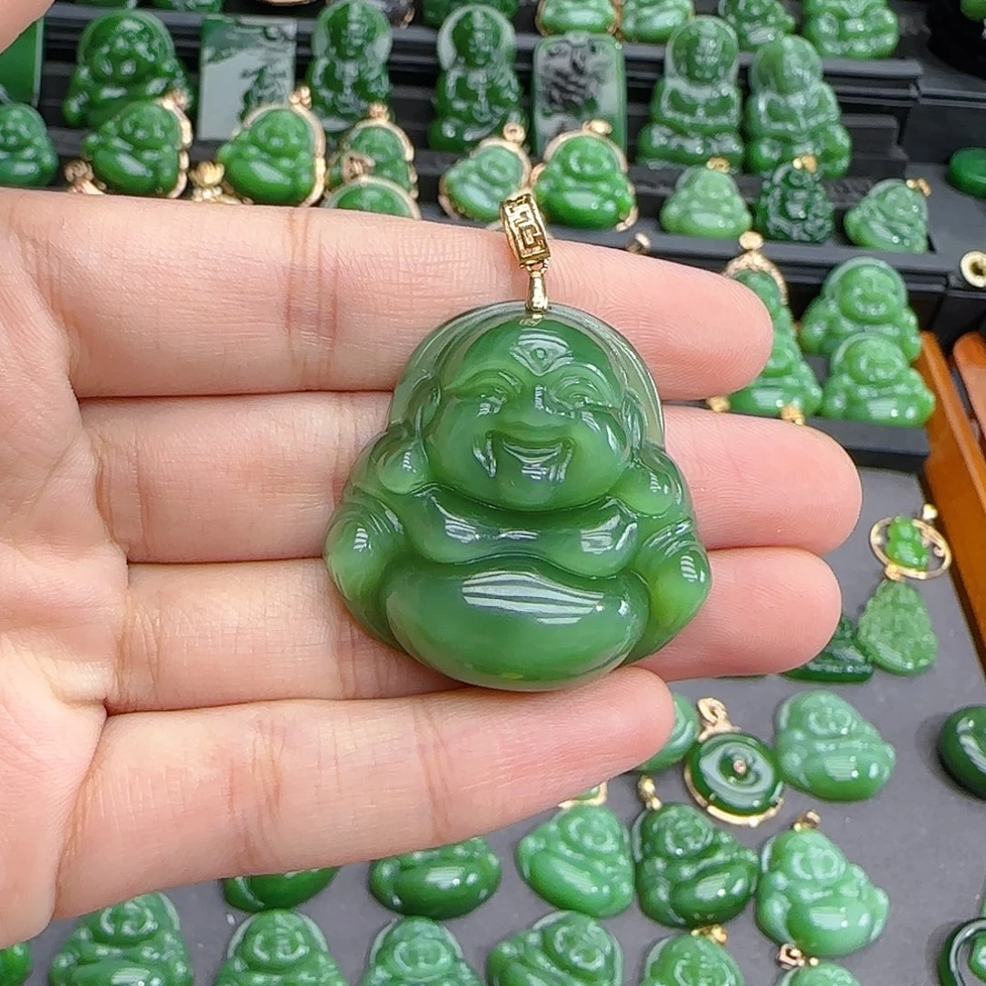 和田玉（碧玉）18K金镶嵌颈饰