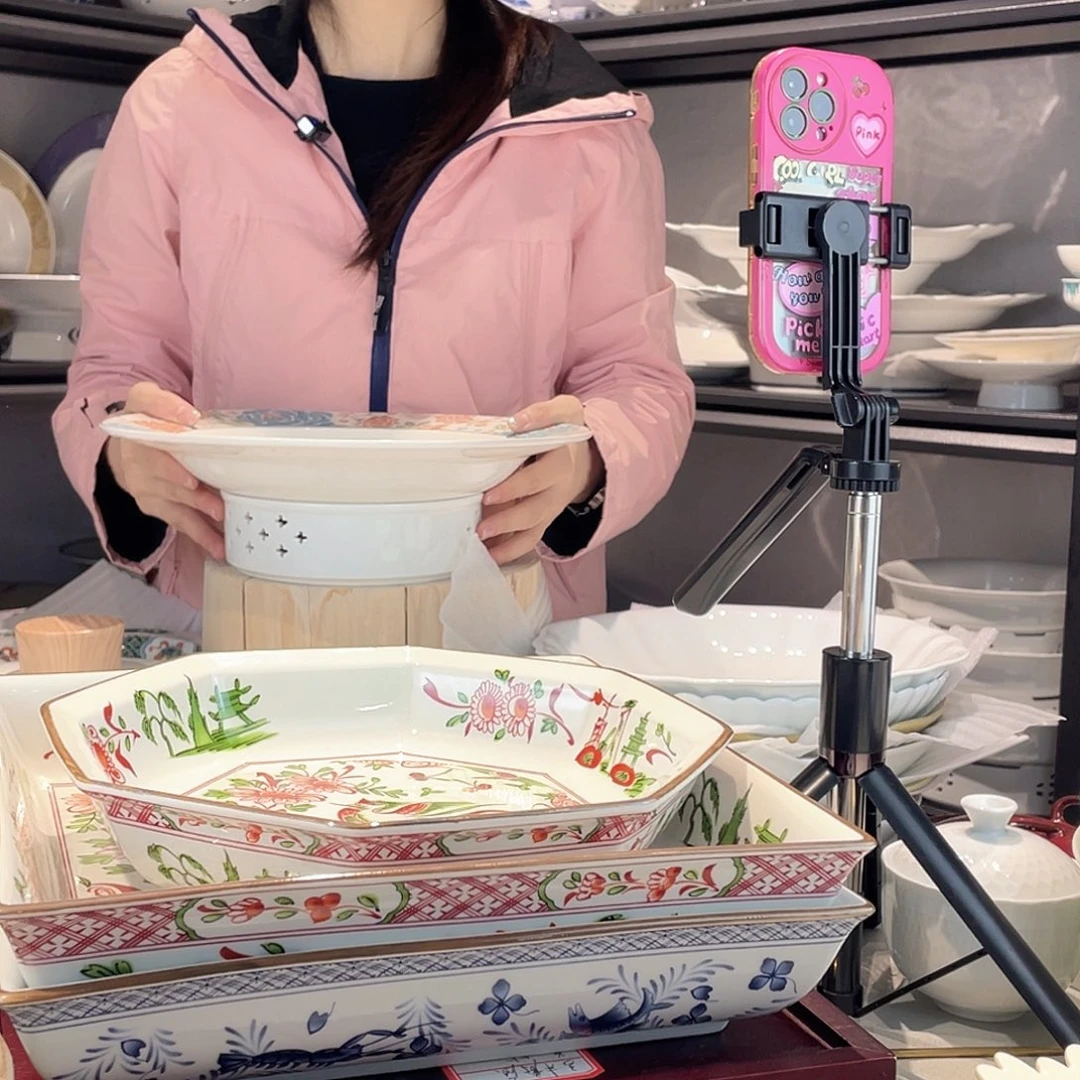 瓷12寸苏绣盘子+炉子3套