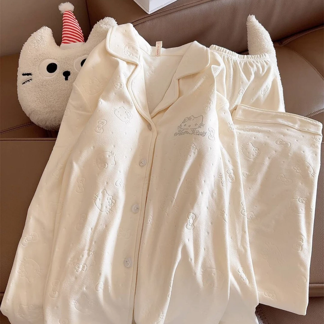 德绒睡衣女秋冬款ins卡通可爱小猫长袖长裤保暖休闲可外穿家居服