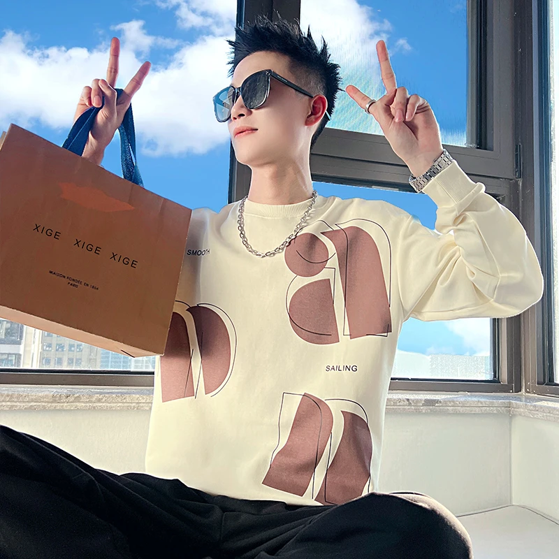 男士卫衣春季2025新款爆款创意字母印花潮牌痞帅长袖打底男生外套