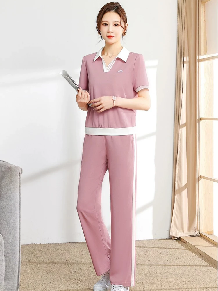 [H1078两件套裤]纯色蕾丝女士时尚气质简约潮流显