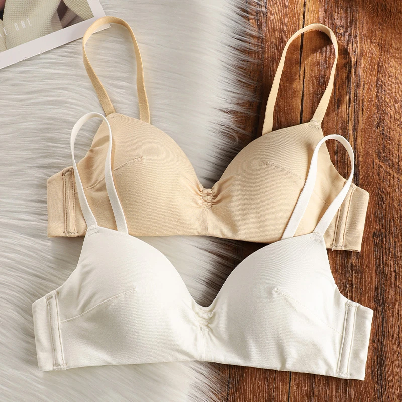 无痕三角杯内衣女夏季小胸聚拢薄款透气收副乳防下垂无钢圈文胸罩