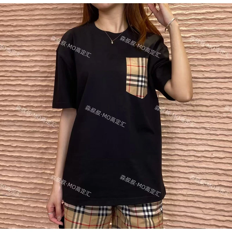 【46】口袋格子短袖休闲经典简约潮流百搭时尚T恤【B001】