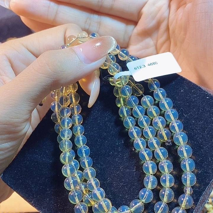 蓝珀未镶嵌珠宝奇石墨西哥蓝珀佛珠6