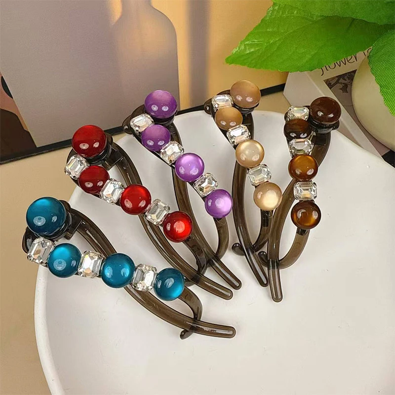 璀璨星河水钻珠珠扭扭发夹女夹后脑勺盘发器一字夹子头饰