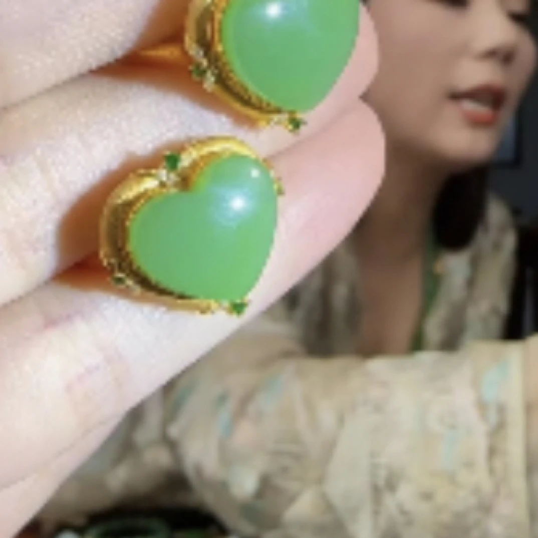 和田玉 戒指18k金镶嵌多样性发货拍一发一