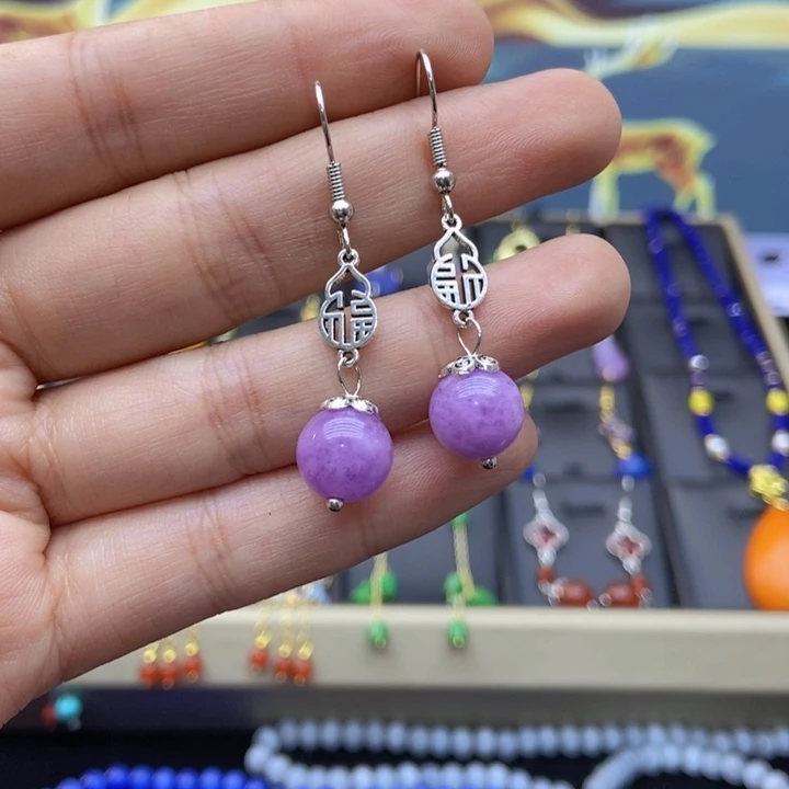 玛瑙/玉髓耳钉银S925镶嵌114