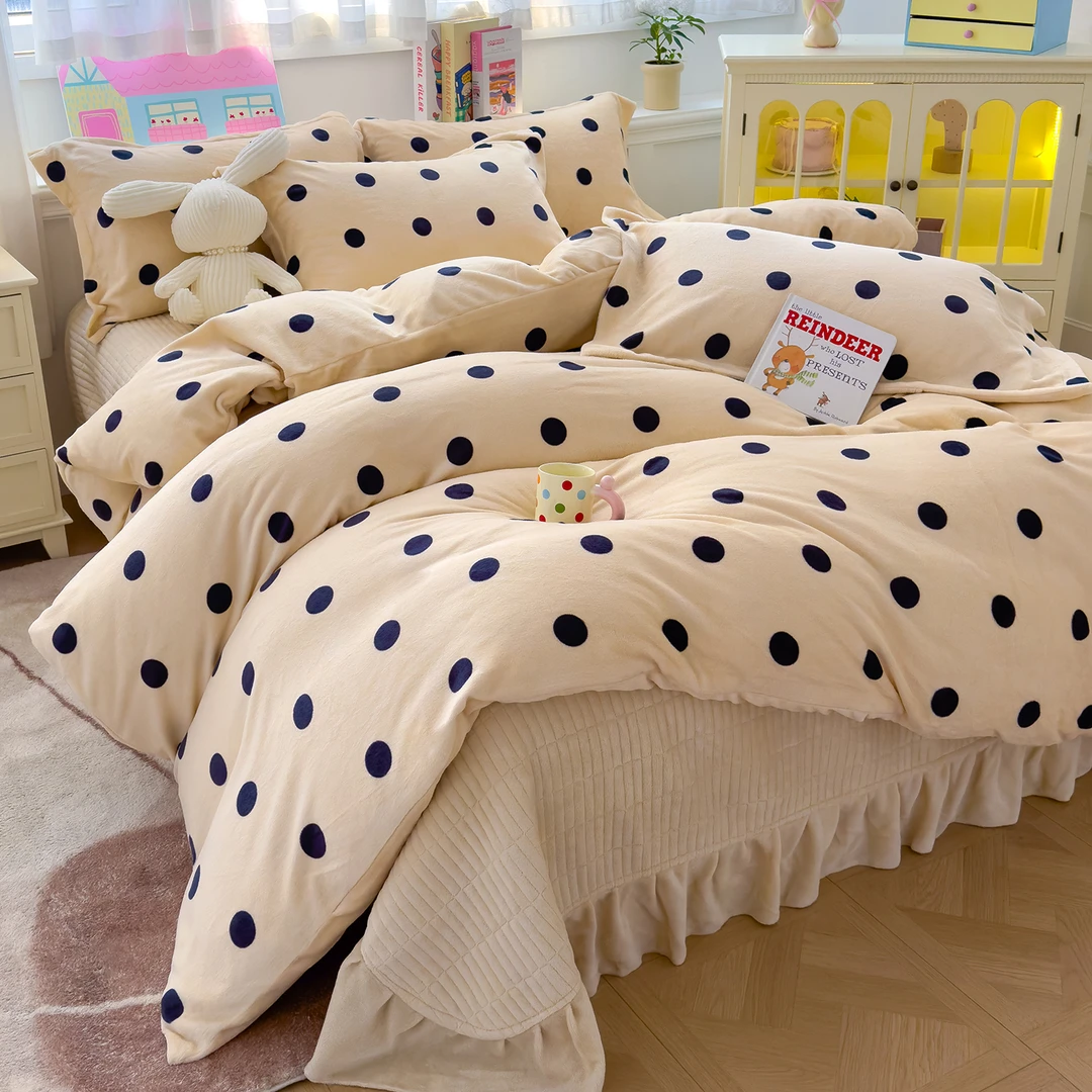 冬季加厚立体牛奶绒床盖四件套加厚夹棉韩式床上用品防静电毛绒