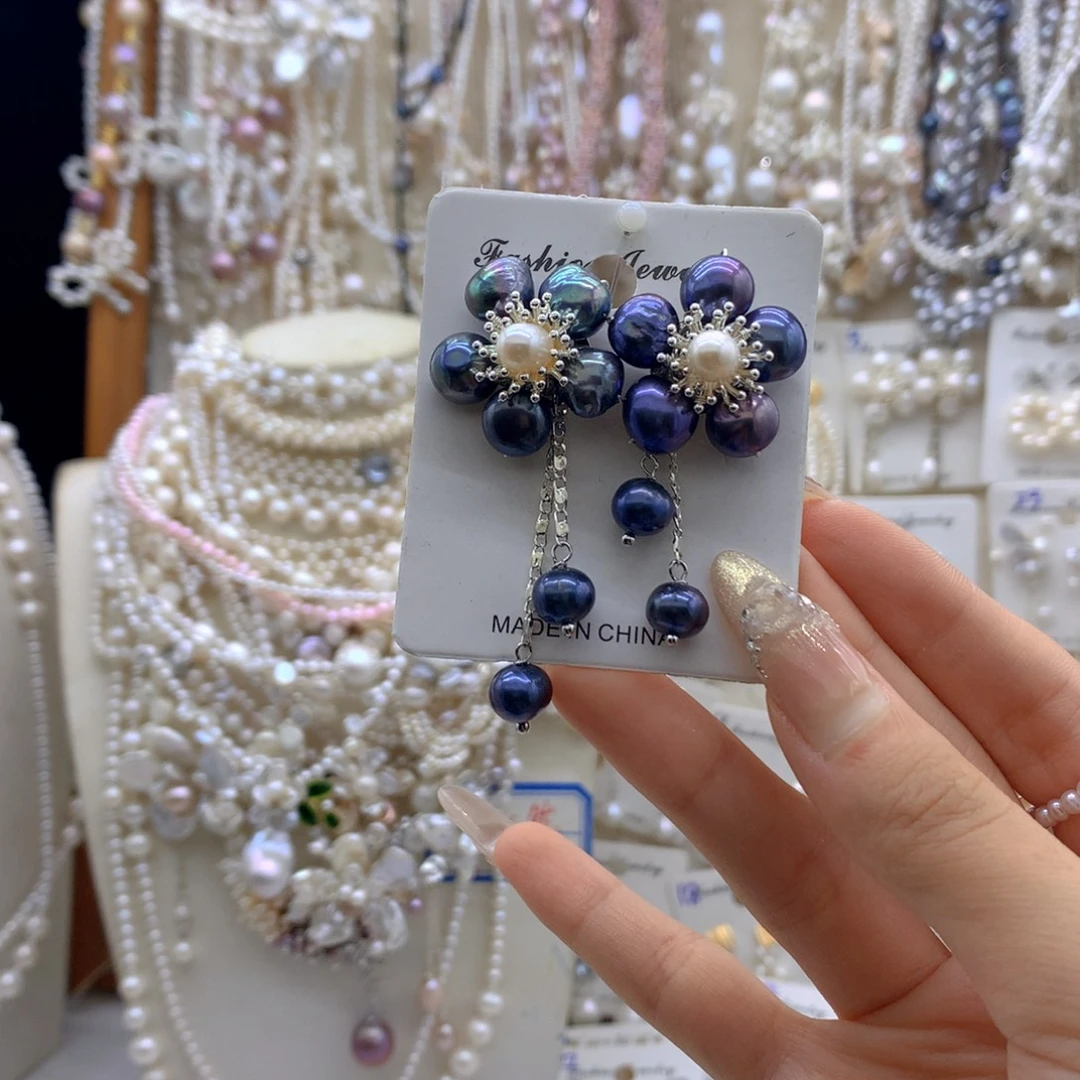 银S925镶嵌淡水珍珠项链耳饰