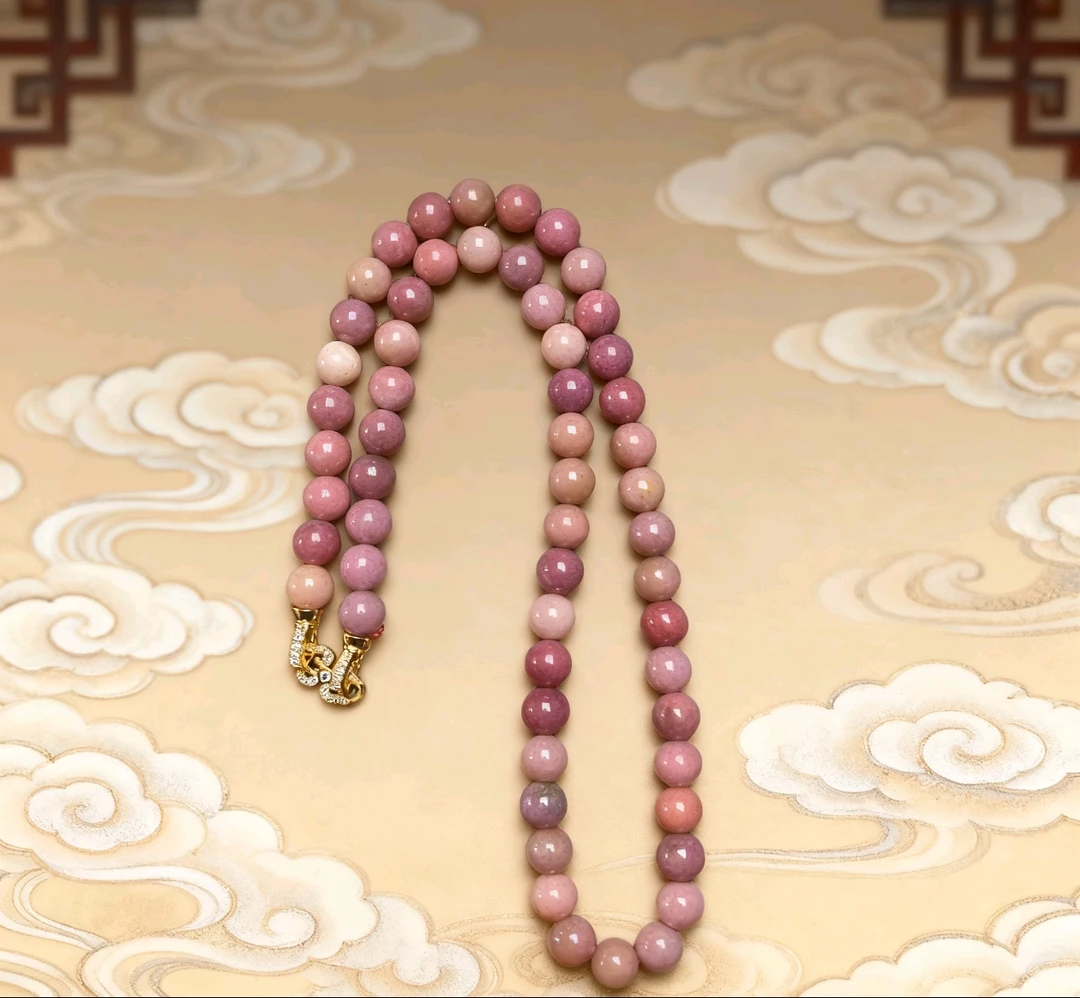 488精品粉紫色10mm圆珠妈妈链