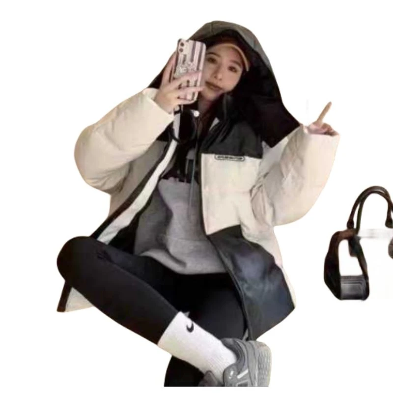 【爆力姐】运动时尚休闲百搭连帽宽松加绒拼接YH-29