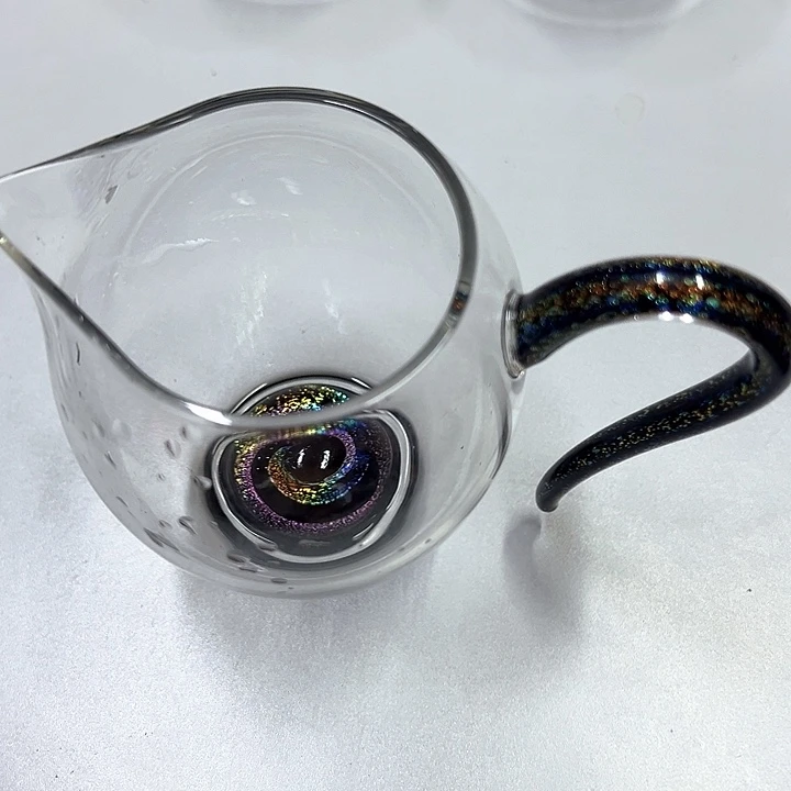 玻璃手工艺品暗夜金把手公道杯