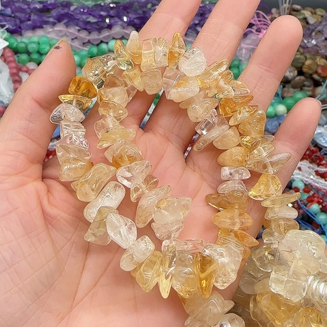 玛瑙/玉髓合金珠宝半成品黄水晶8-10mm一条
