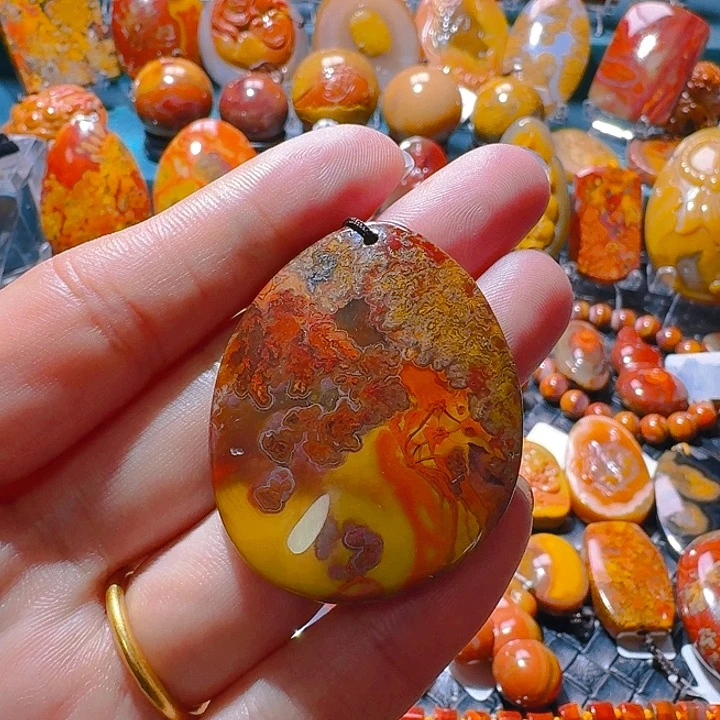 玛瑙/玉髓吊坠(不含链)未镶嵌天然战国红