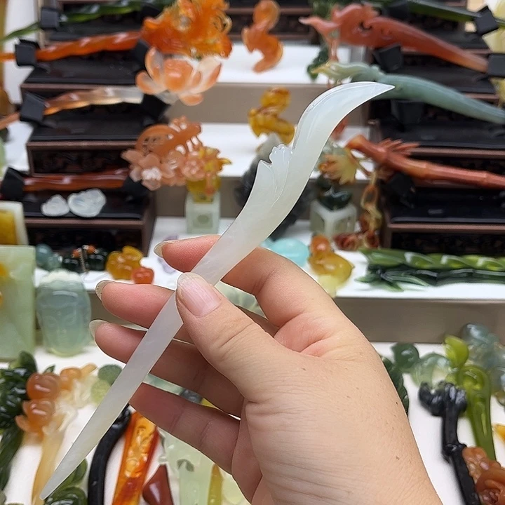 未镶嵌蛇纹石玉岫玉发簪