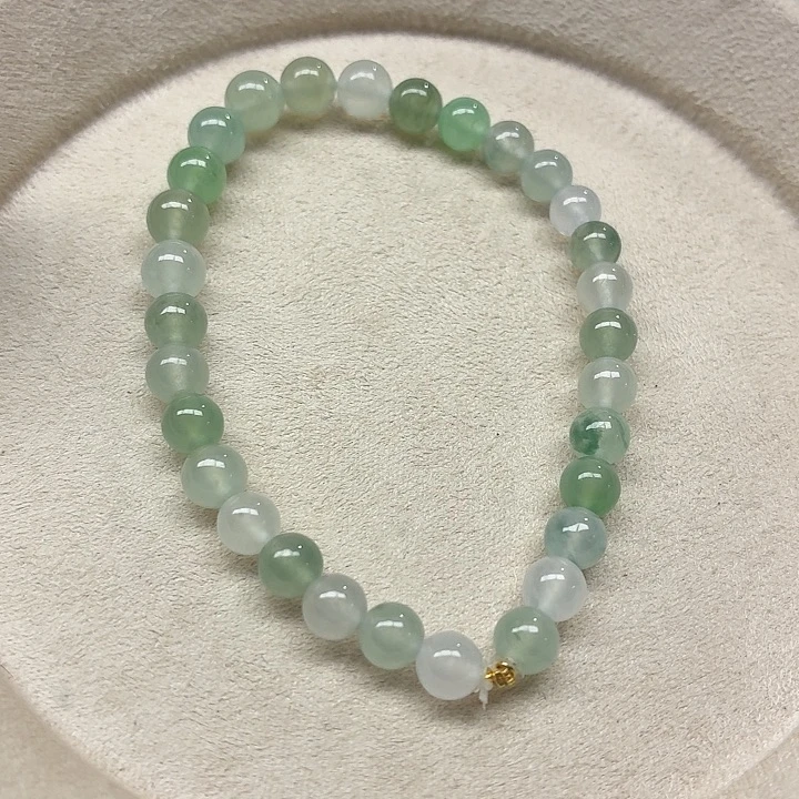 翡翠18K金镶嵌手链天然缅甸翡翠A货卡5.6-6.5