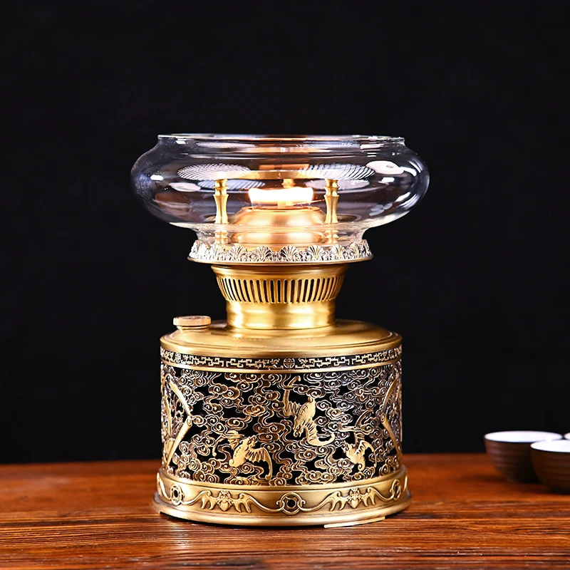 丝焰【镂空万福】丝焰茶灯全黄铜煮茶灯烧水功夫茶具