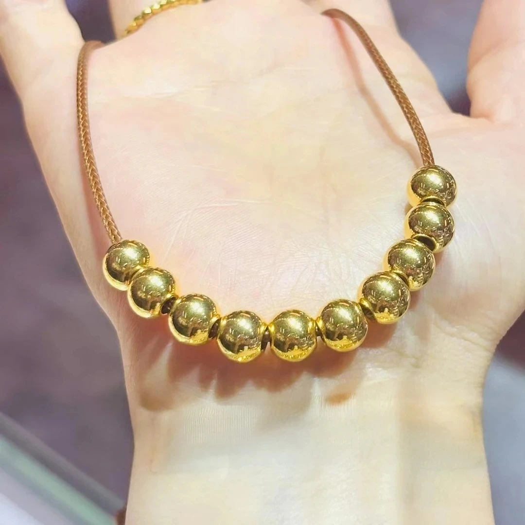 【慕雅福】 足金999黄金南洋大金珠6-7（十粒）（赠绳）