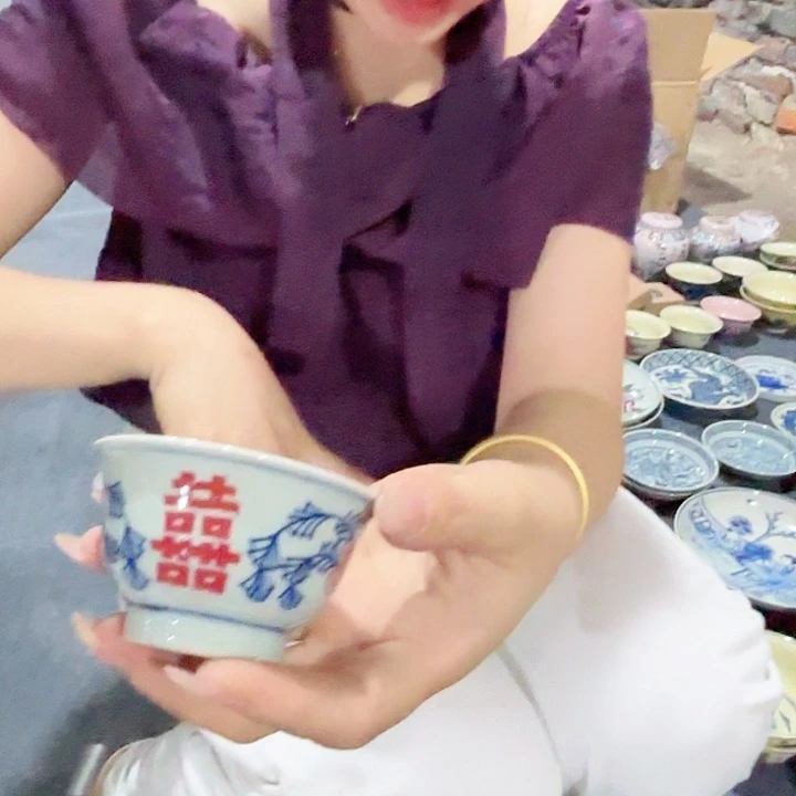 摆件景德镇高温陶瓷喜杯