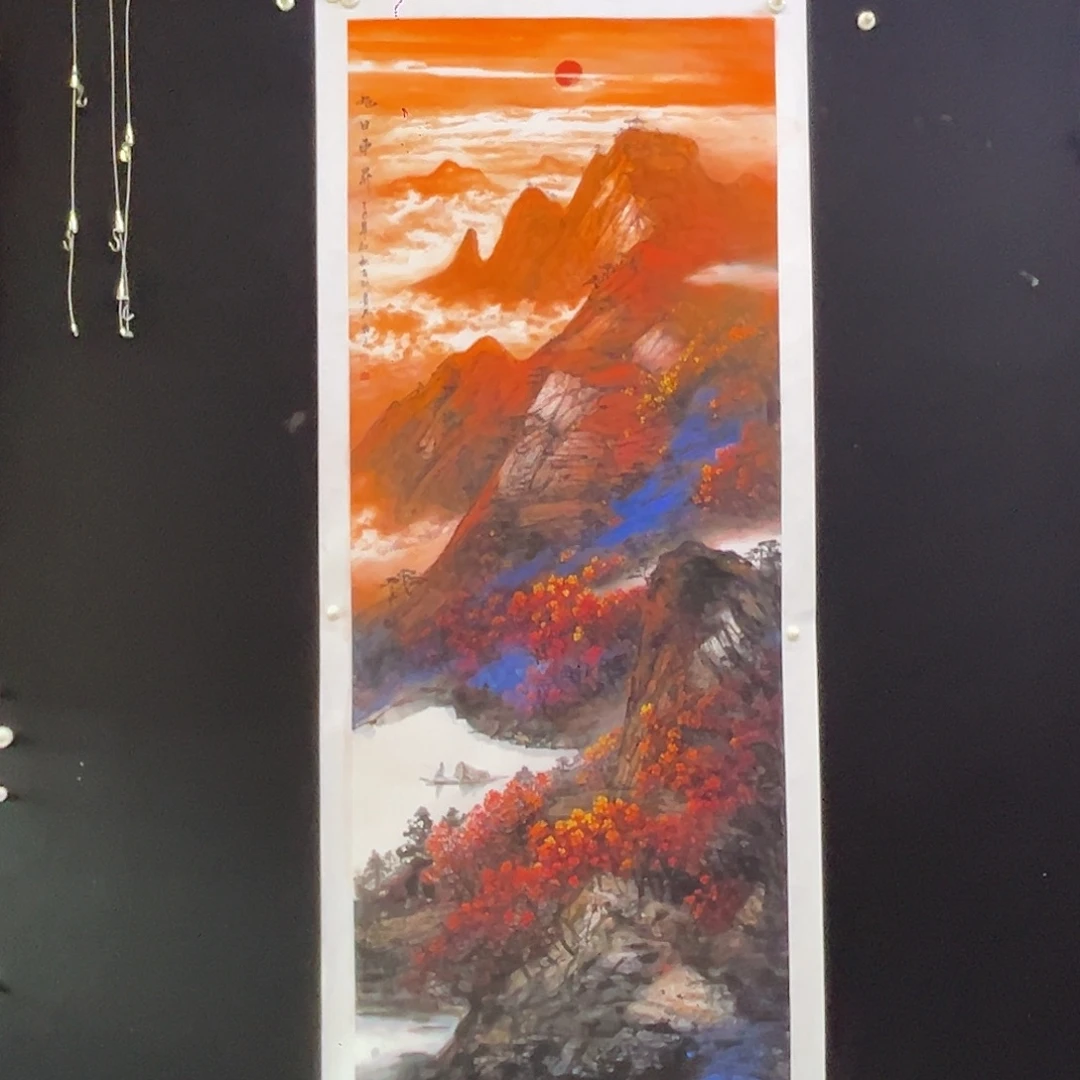 国画手绘国画，山水画心，