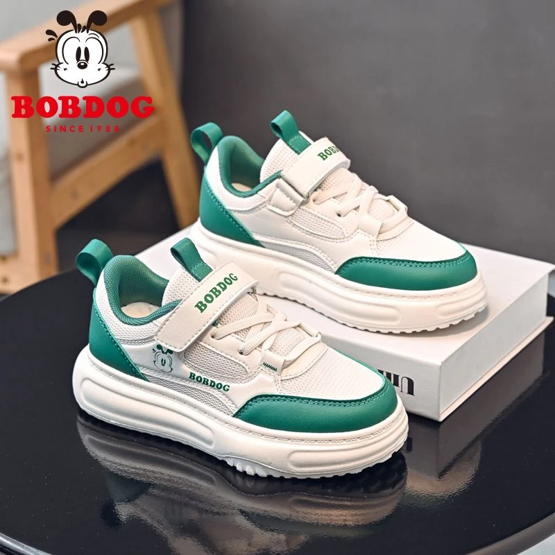 巴布豆正品儿童板鞋男童运动鞋2024春秋款新款皮面透气软底休闲鞋