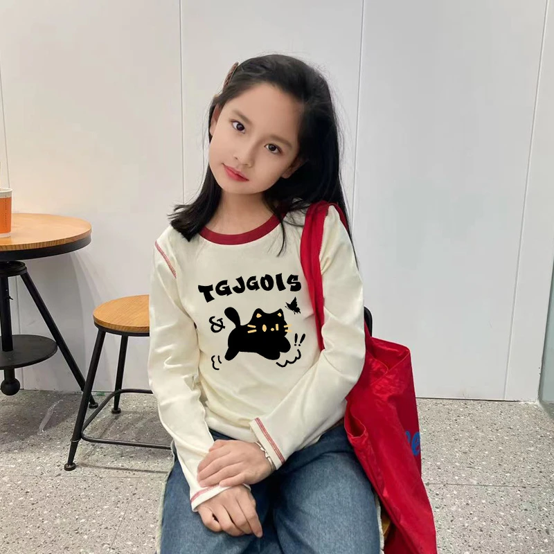 【高品质】巴拉拉秋冬女童卡通纯棉体恤2025新款秋季洋气女宝长袖T