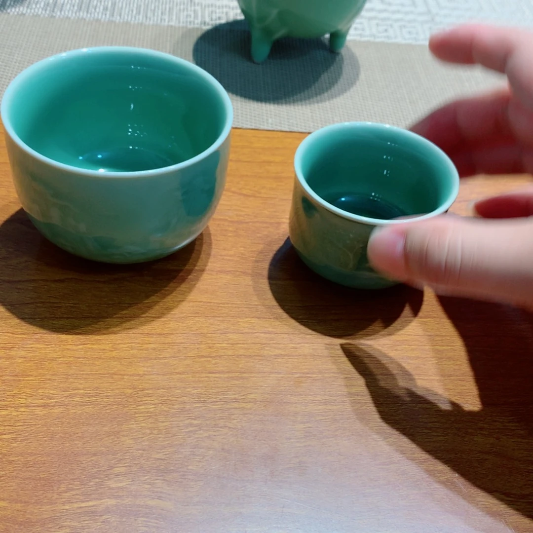 竹*龙泉青瓷茶具一对