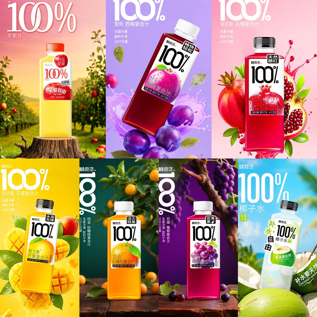 鲜点子百分百多种口味果汁鲜果压榨夏季解渴饮品
