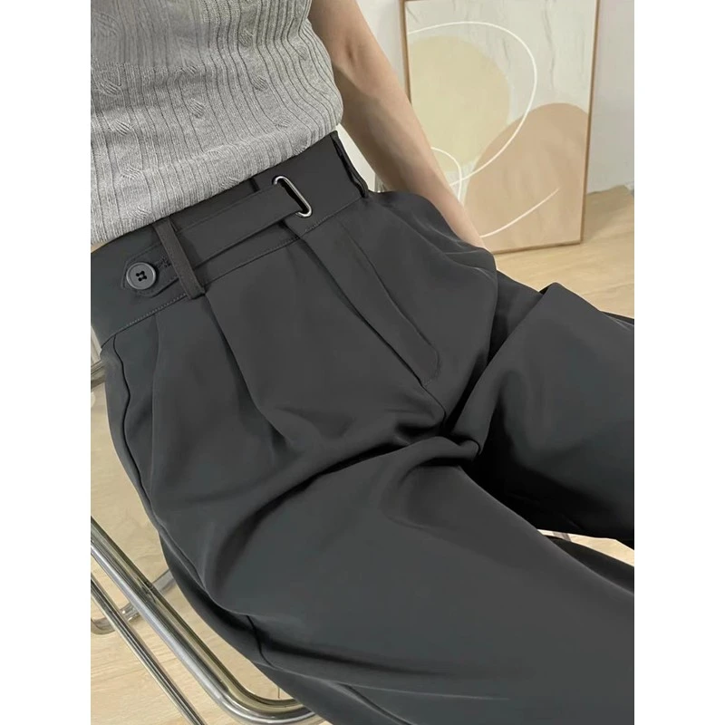 梨形身材休闲西装裤2025夏薄款新款大码胖高腰宽松垂感显瘦阔腿裤