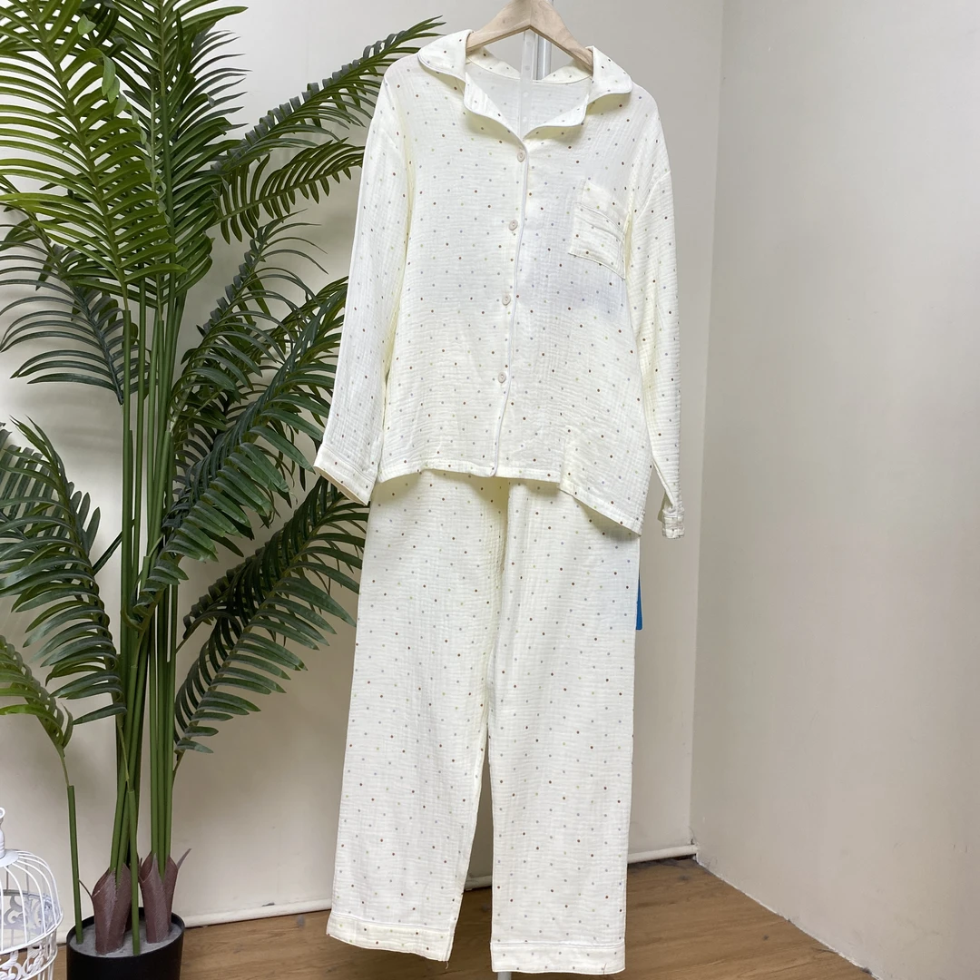 【彩色波点长袖睡衣套装】4122