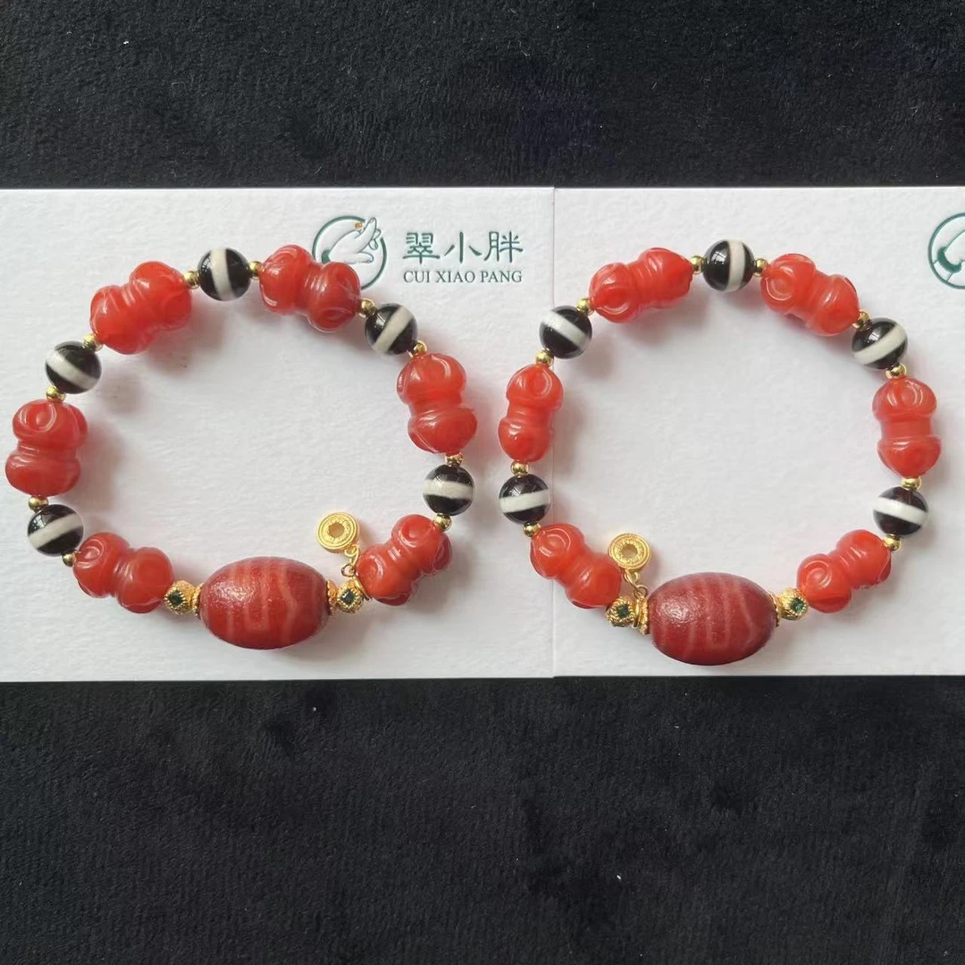 翠小胖二号店 红肉息增玛瑙手串多样性发1
