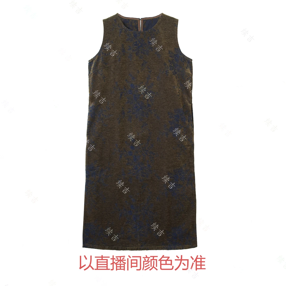 冬-续吉麻衣25-3000【时若】圆领复古百搭加厚无袖连衣裙