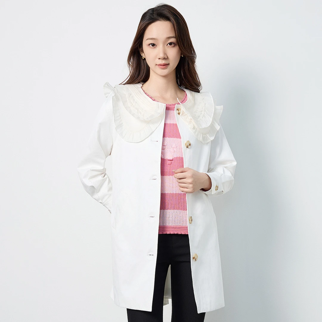 收腰显瘦娃娃领甜美可爱风高级感淑女气质百搭秋季款女式风衣