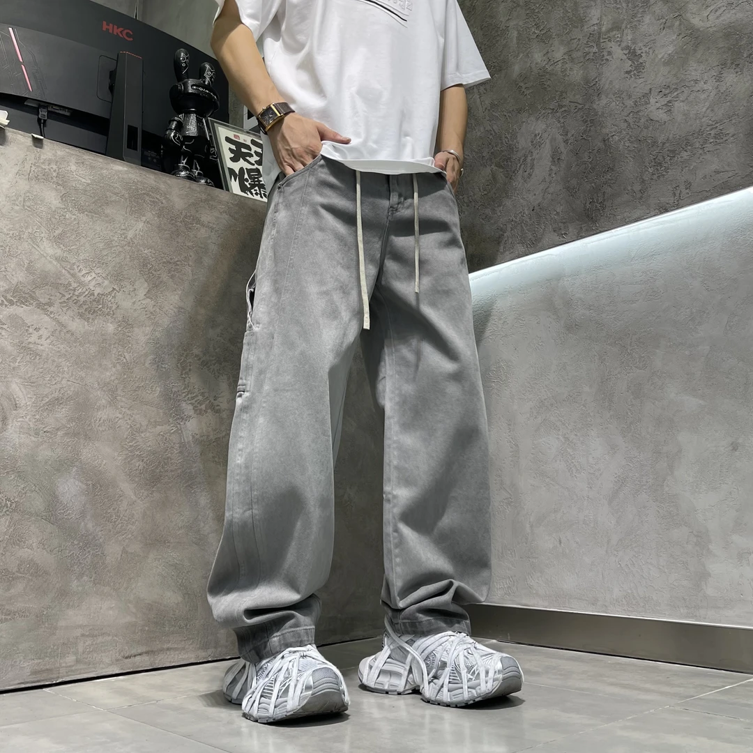 高品质秋款直筒休闲裤男裤裤子复古宽松美式百搭男士长裤运动休闲