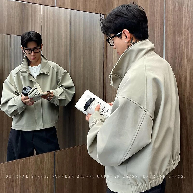 OXFREAK 「活页门襟 解构拼接」哈灵顿夹克男短款宽松飞行员外套